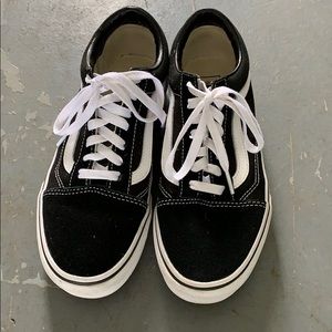 Black and white platform vans